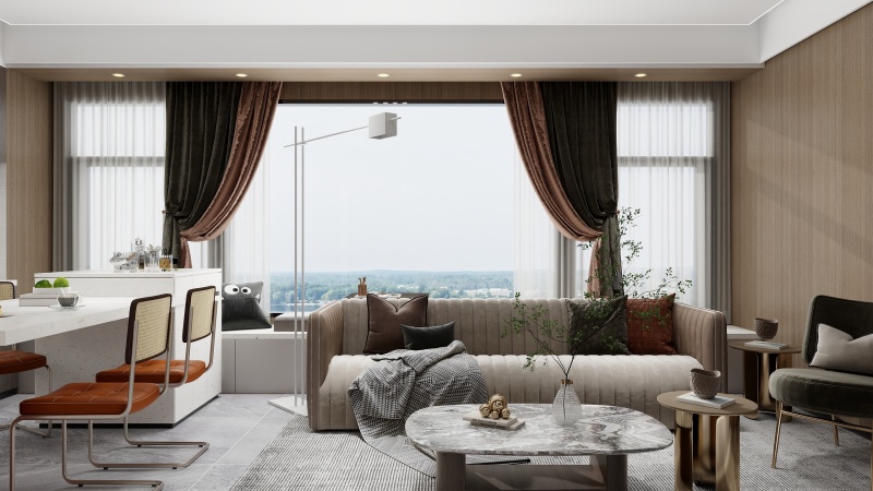 Modern Minimalist Living Room with Gray Tone