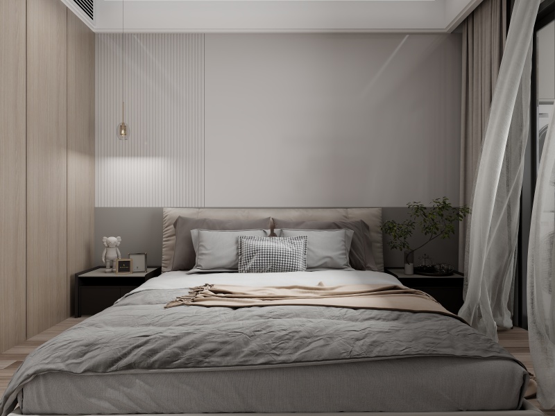 Minimalist Grey & Wood Tone Bedroom Ideas