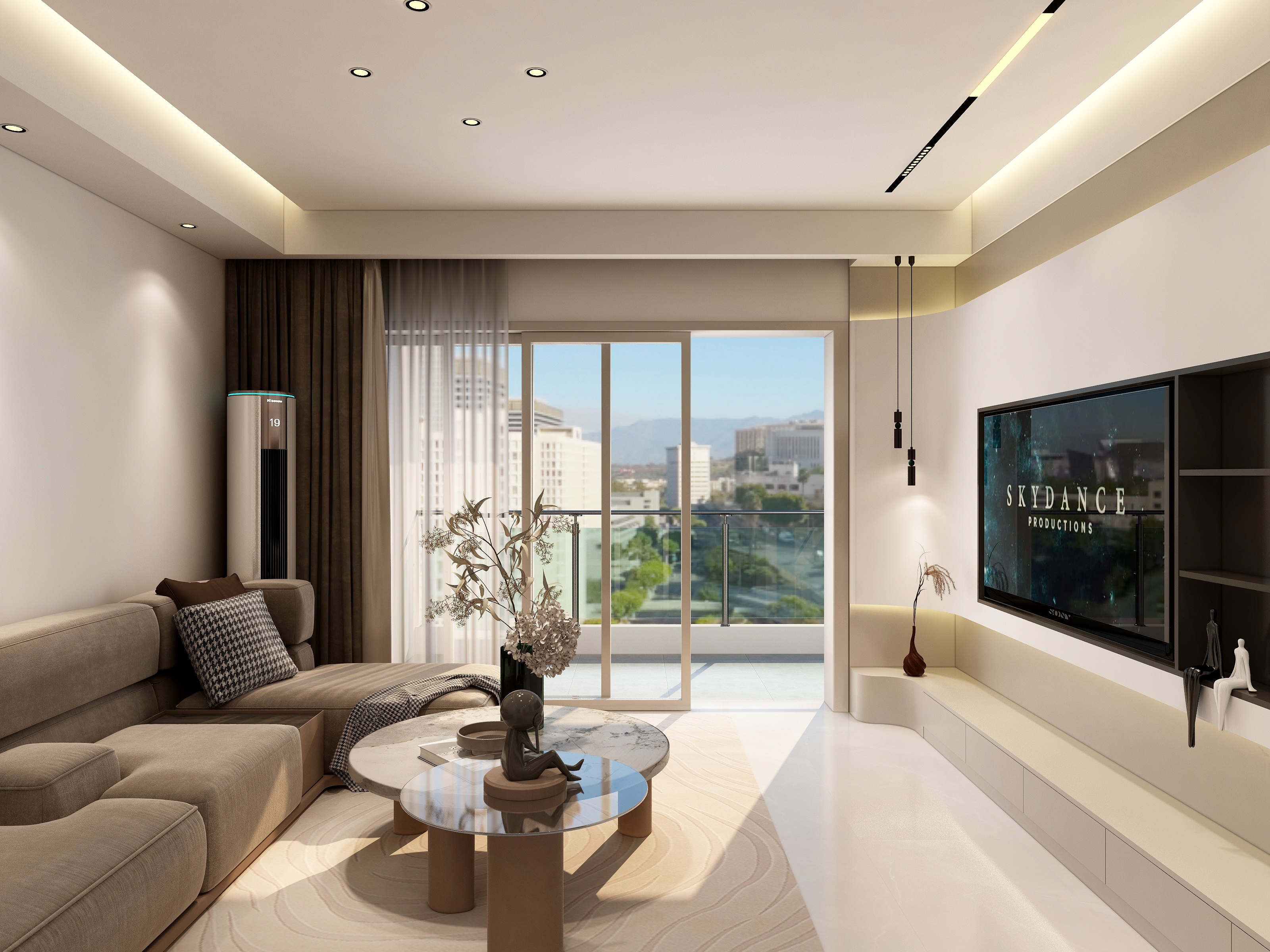 灰色的辉-现代简约客餐厅-装修设计方案