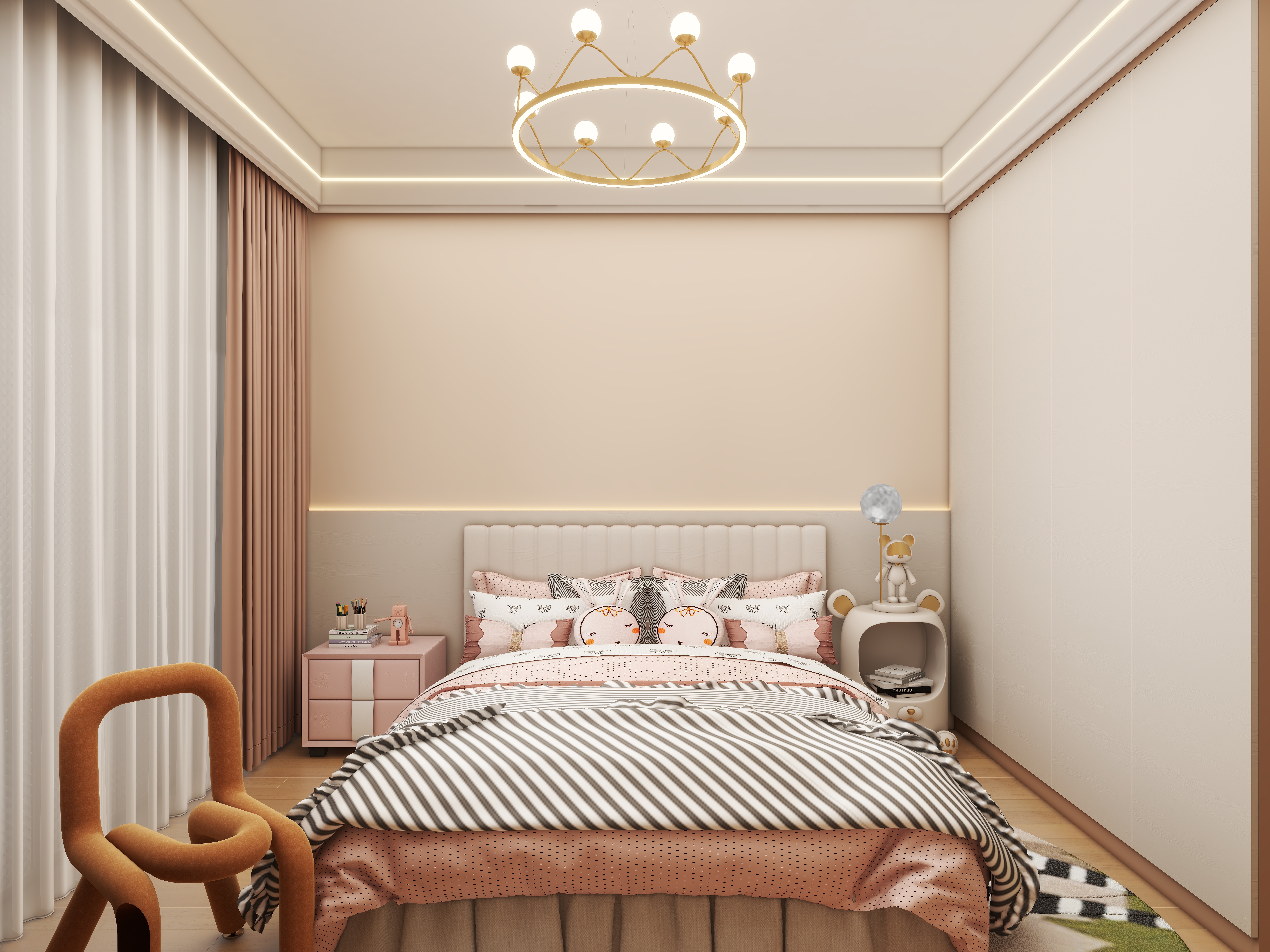 壹诺设计工作室-112㎡3室-原木风 一层次卧装修效果图第1张