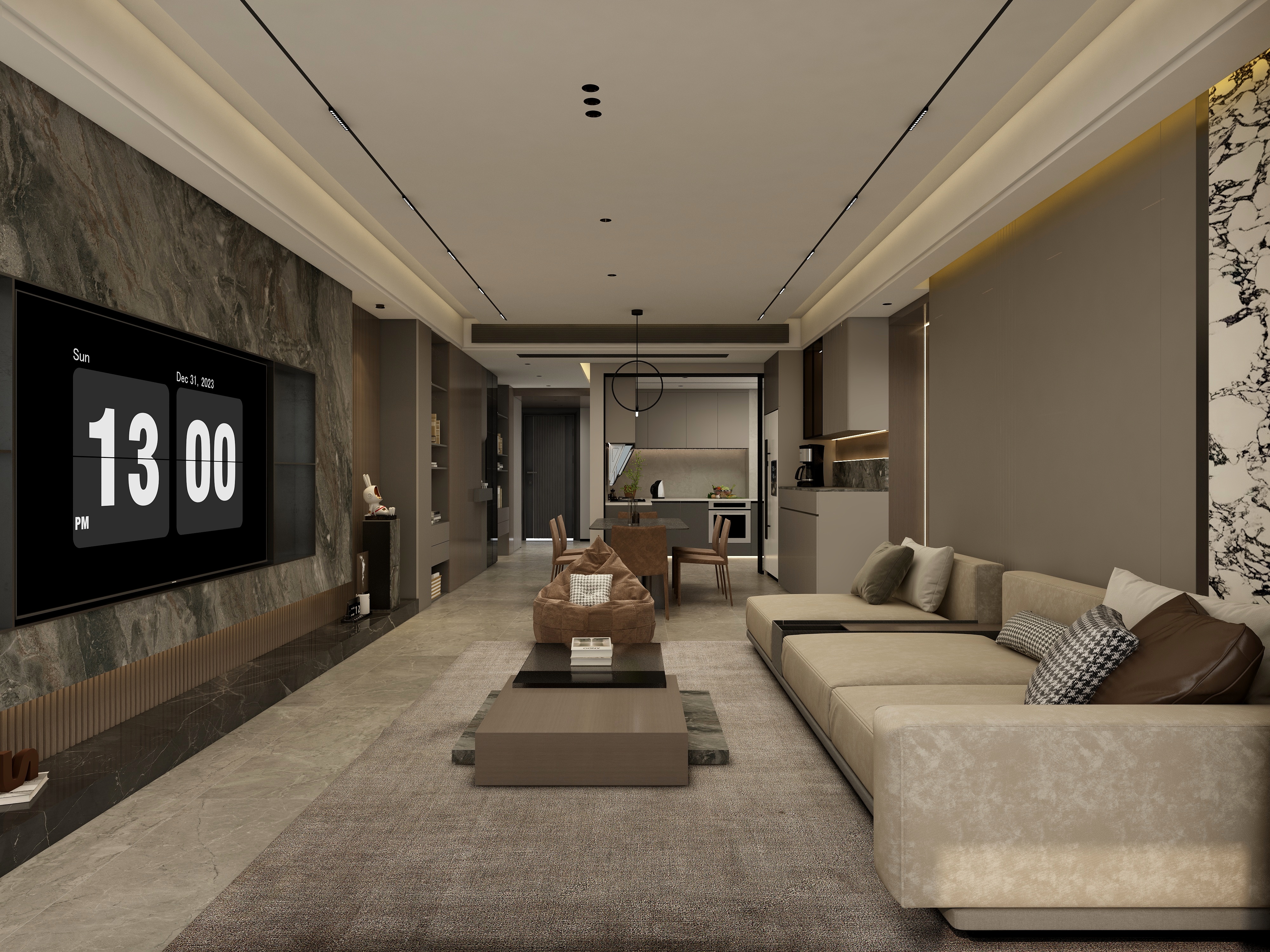 张煜强煜境设计-153平米意式轻奢四房装修效果图