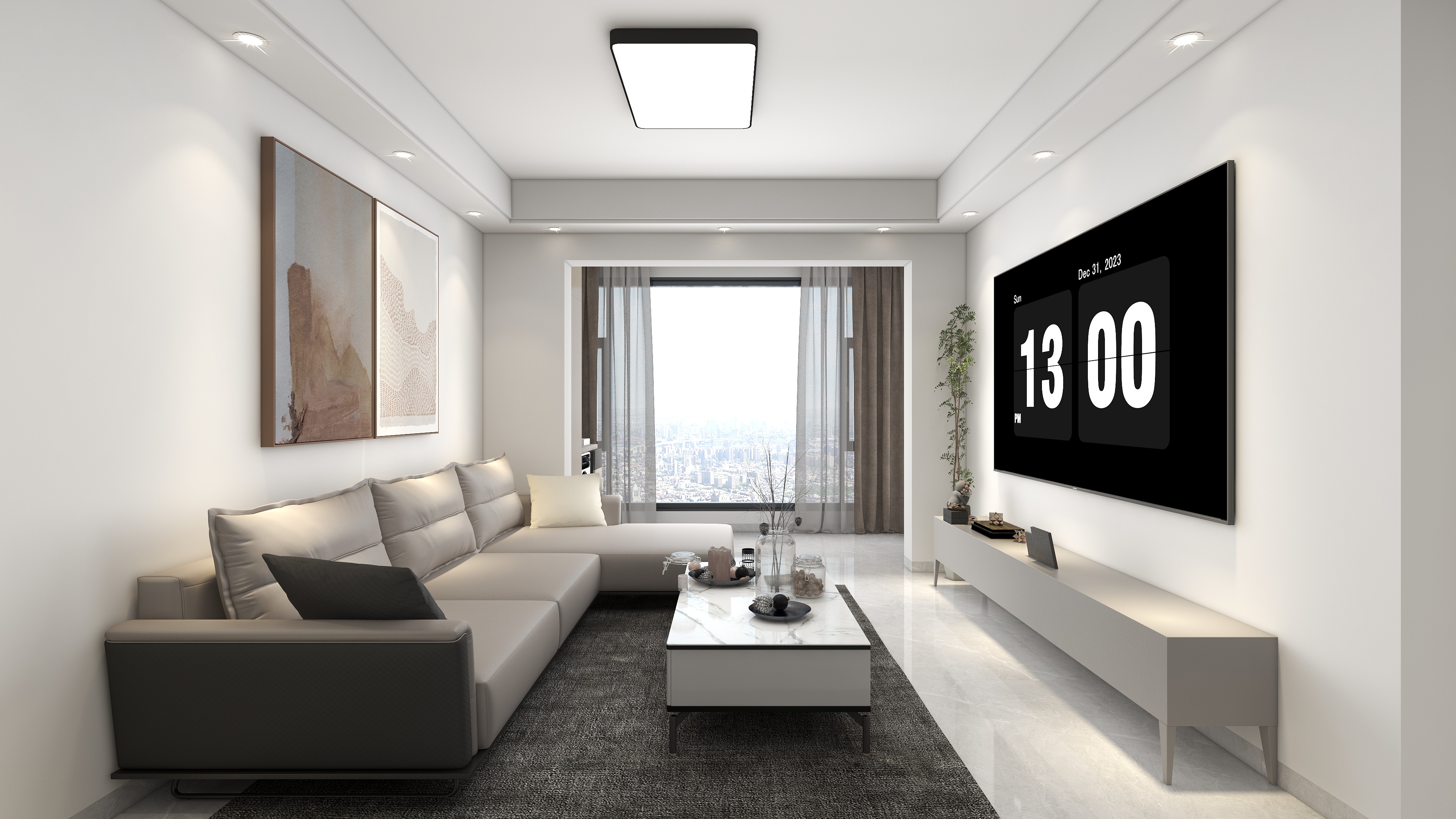 星空设计500-现代简约103㎡3室装修效果图