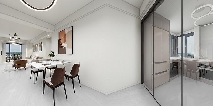 Modern Minimalist Dining Room with Black & White Tone