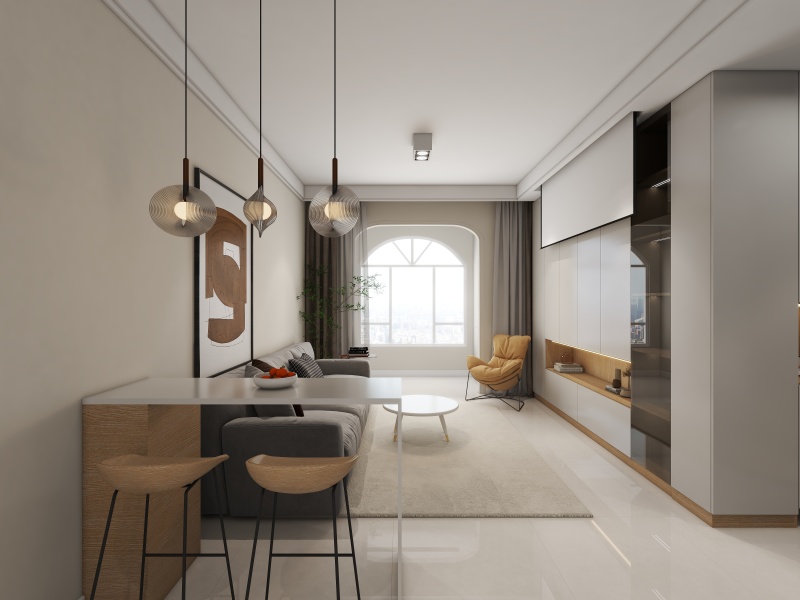 Modern Earth-Tone Living Room with Minimalism