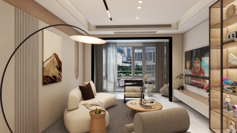Modern Minimalist Living Room with Gray Tone