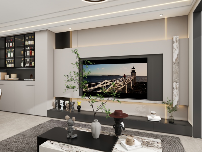 Contemporary Black Living Room with Tech Vibe