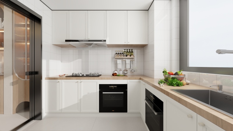 Modern Minimalist Kitchen with Black & White
