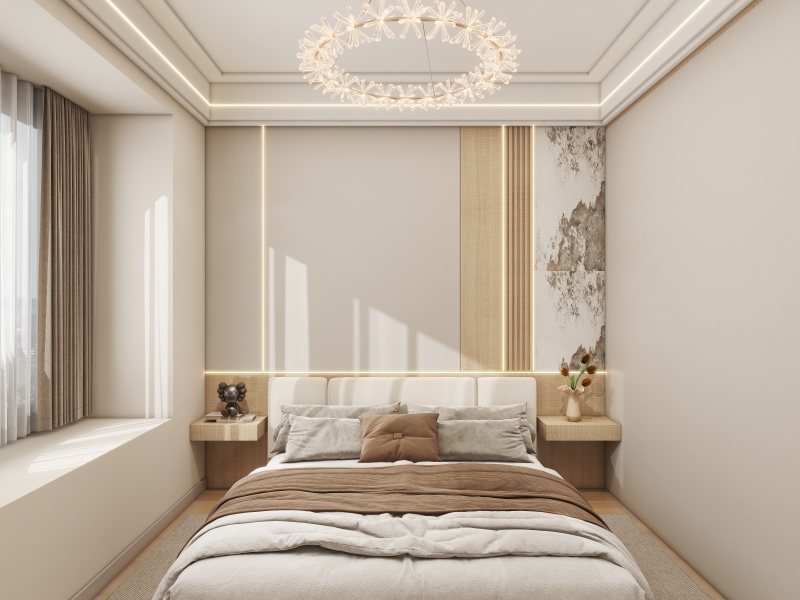 Modern Minimalist Girls Bedroom with Creamy Tones