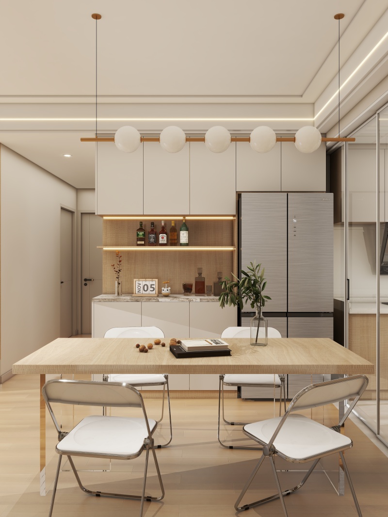 Elegant Creamy Dining Room with Minimalist Design