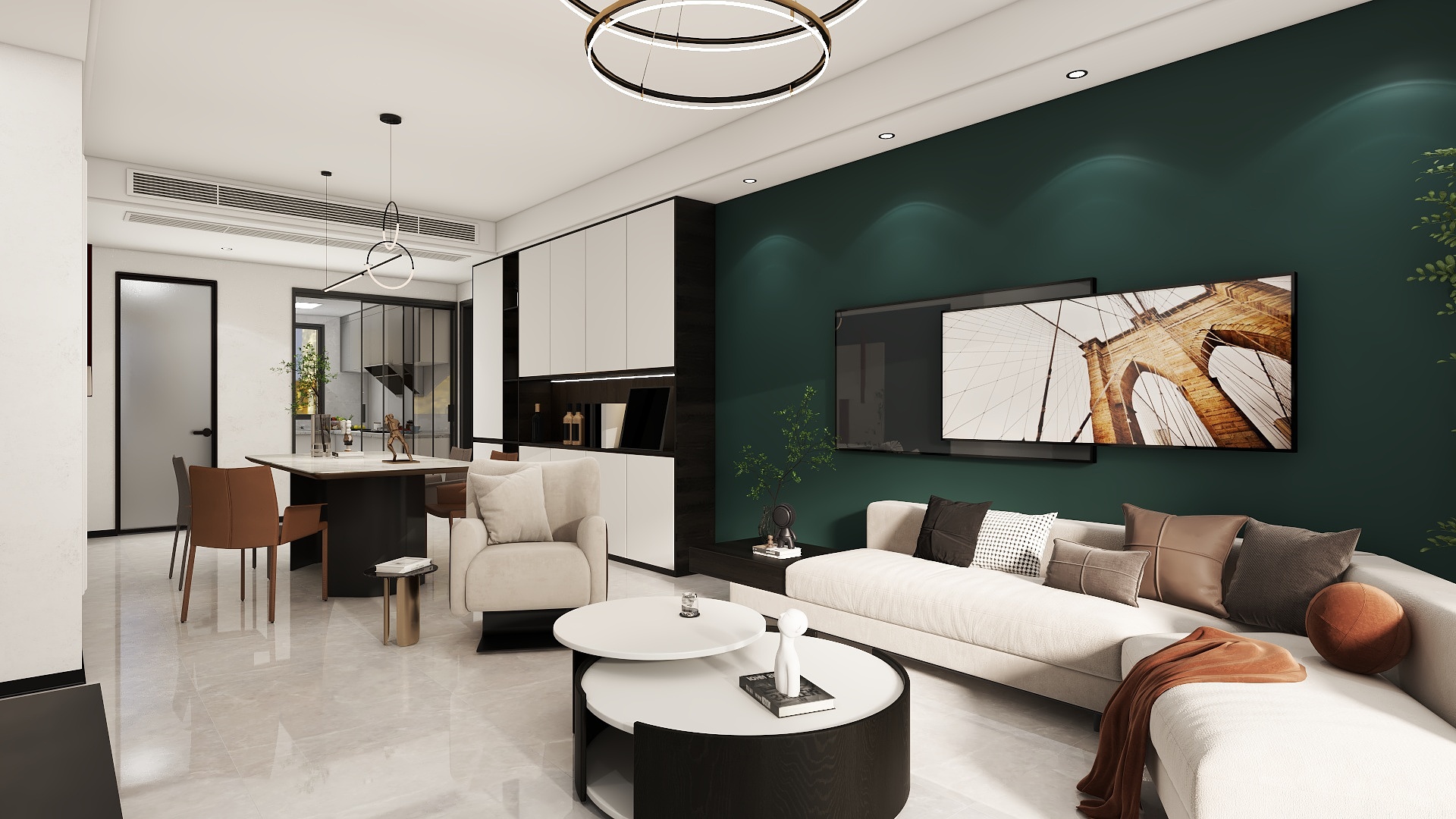 王杰-现代简约 117㎡  4房装修效果图