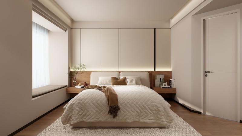 Modern Minimalist Bedroom with Creamy Hues