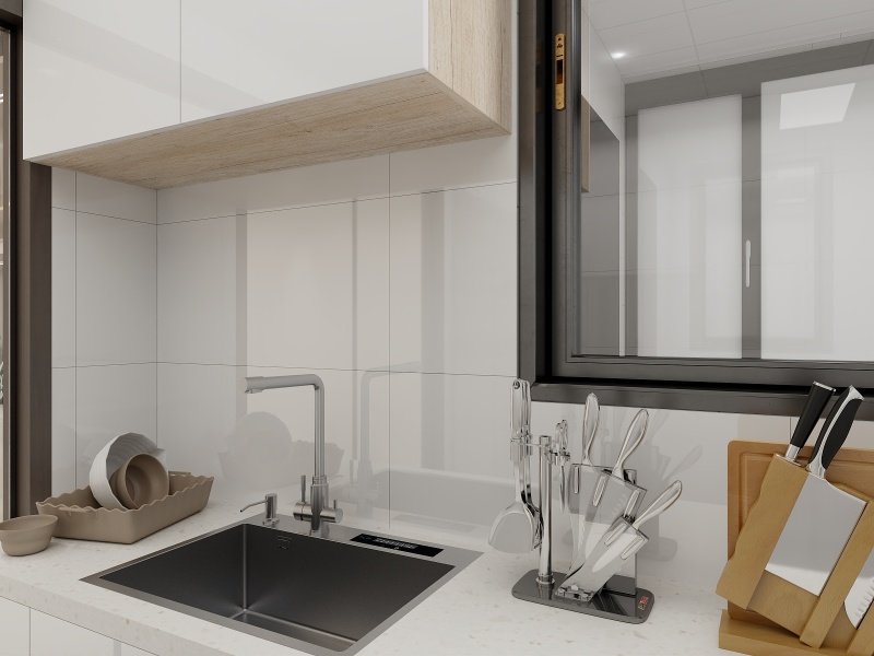 Modern Minimalist Kitchen with Wood Accents