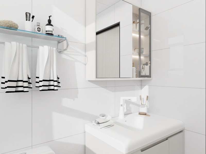 Modern Minimalist Bathroom with Black & White Accents