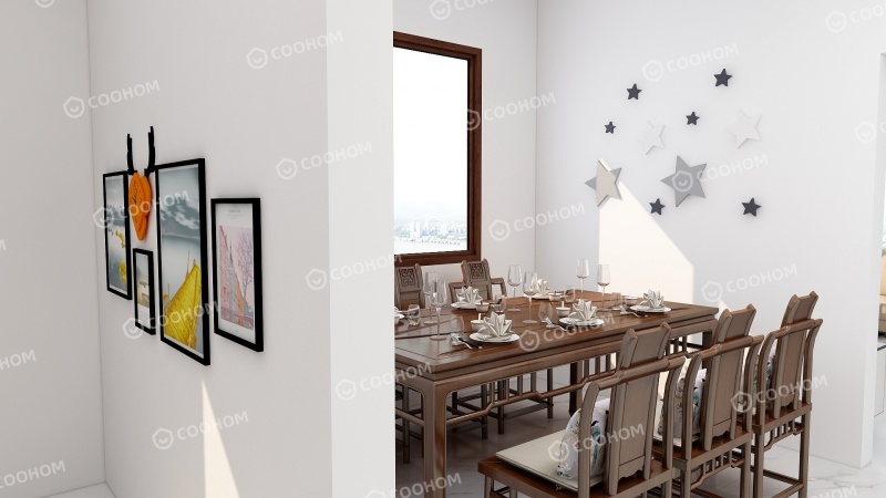 Modern Minimalist Dining Room with White Tone
