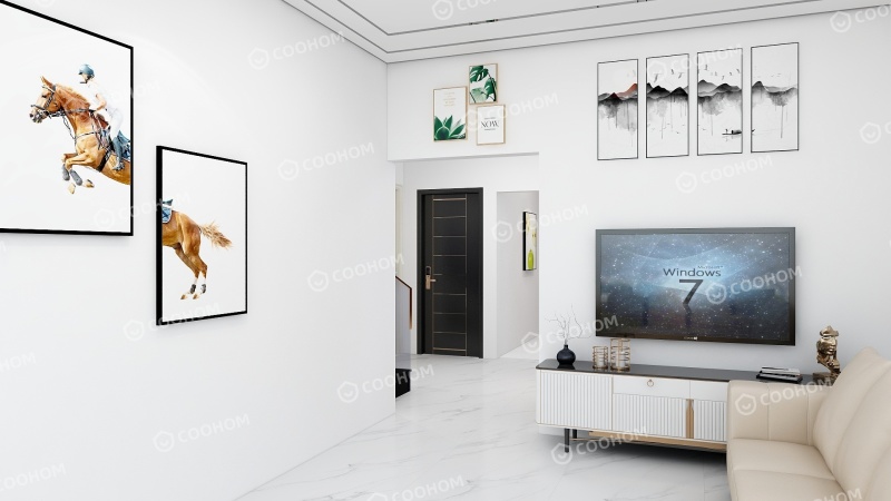 Minimalist Living Room with Black & White Accents