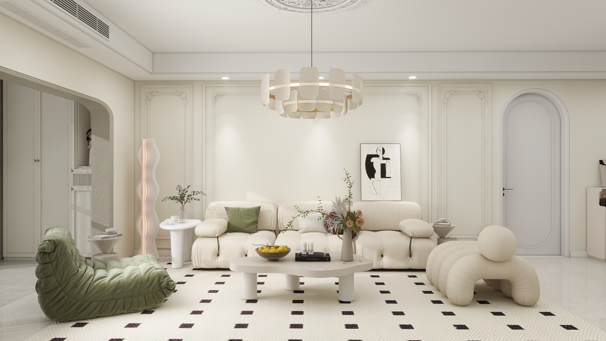 漩涡小羊-法式奶油风118㎡3室丨南宁-装修设计方案