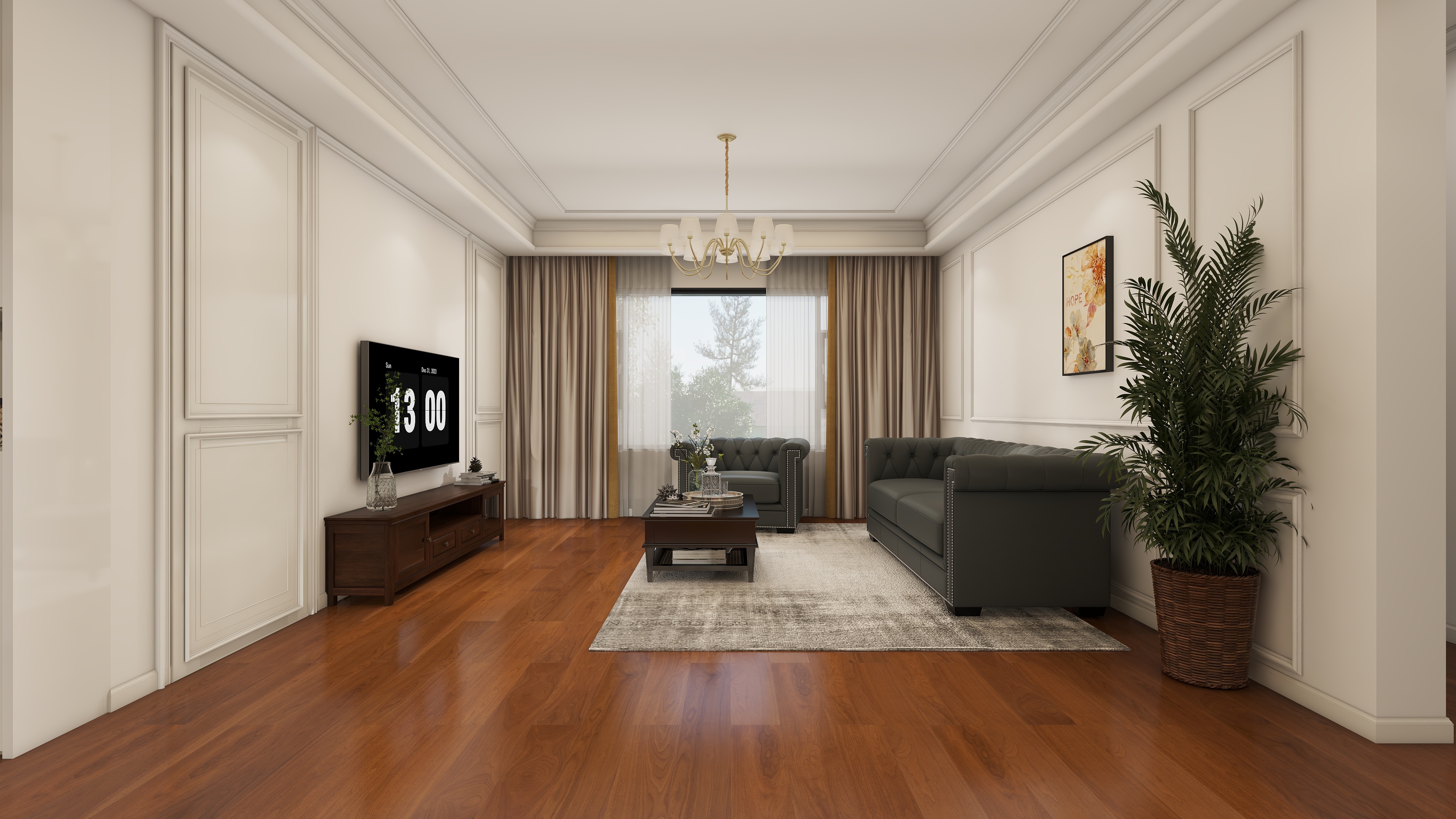 星空设计500一套-美式109㎡3室装修效果图