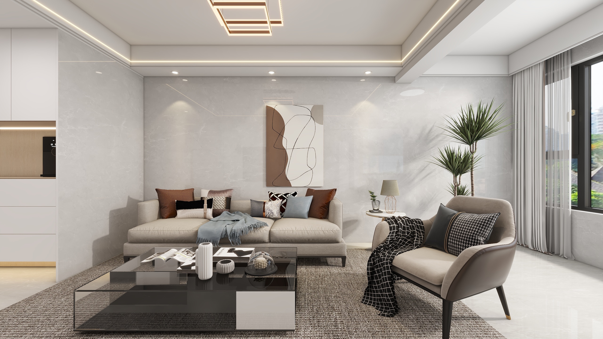 李青越-89方现代三居室装修效果图