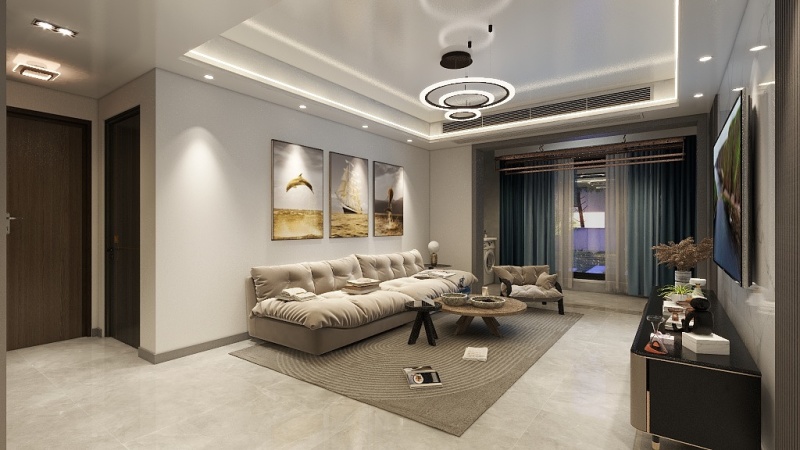 Modern Gray-White Living Room with Earthy Touches