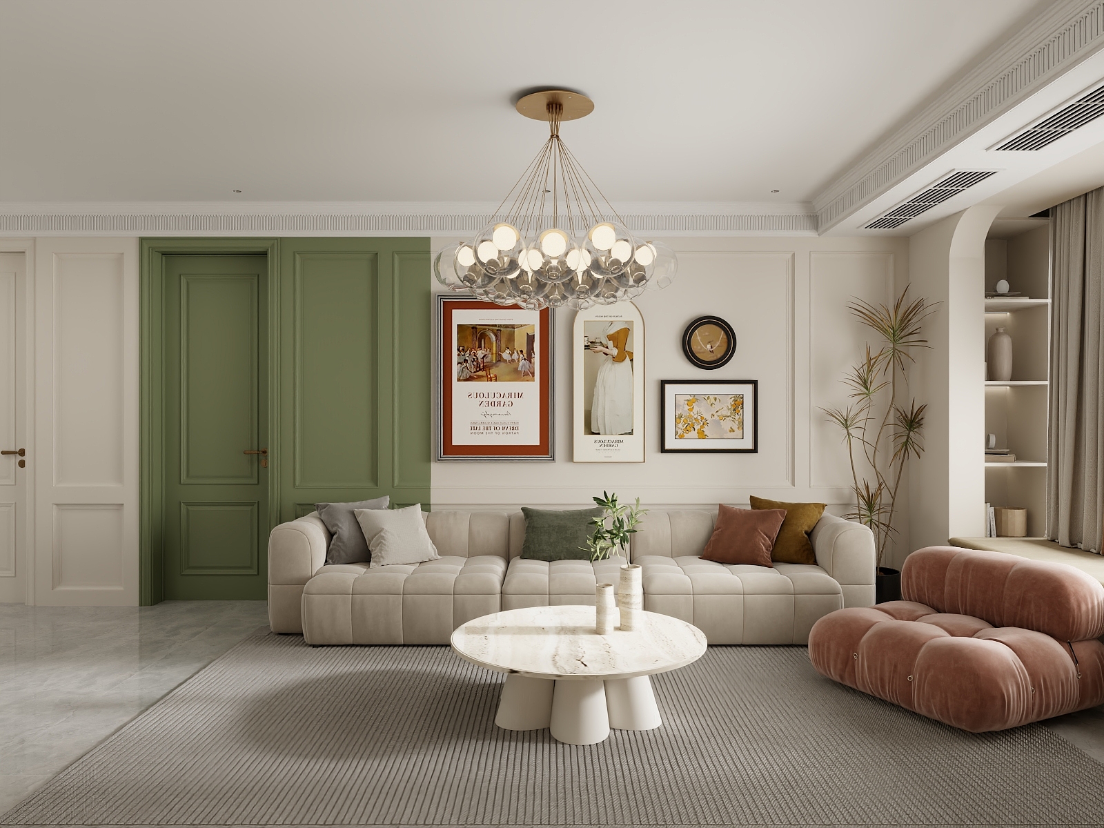 吴爽-122m²轻法式奶油风格装修效果图