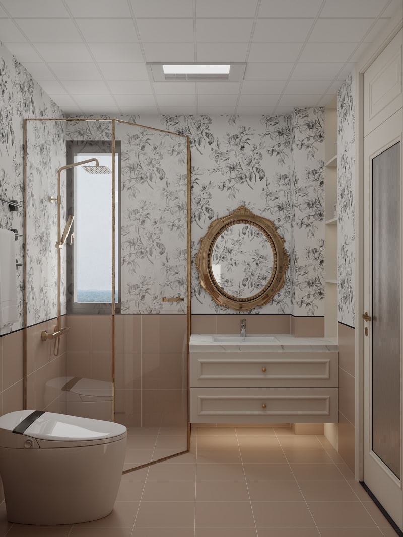 Modern Neoclassical Bathroom with White Tone