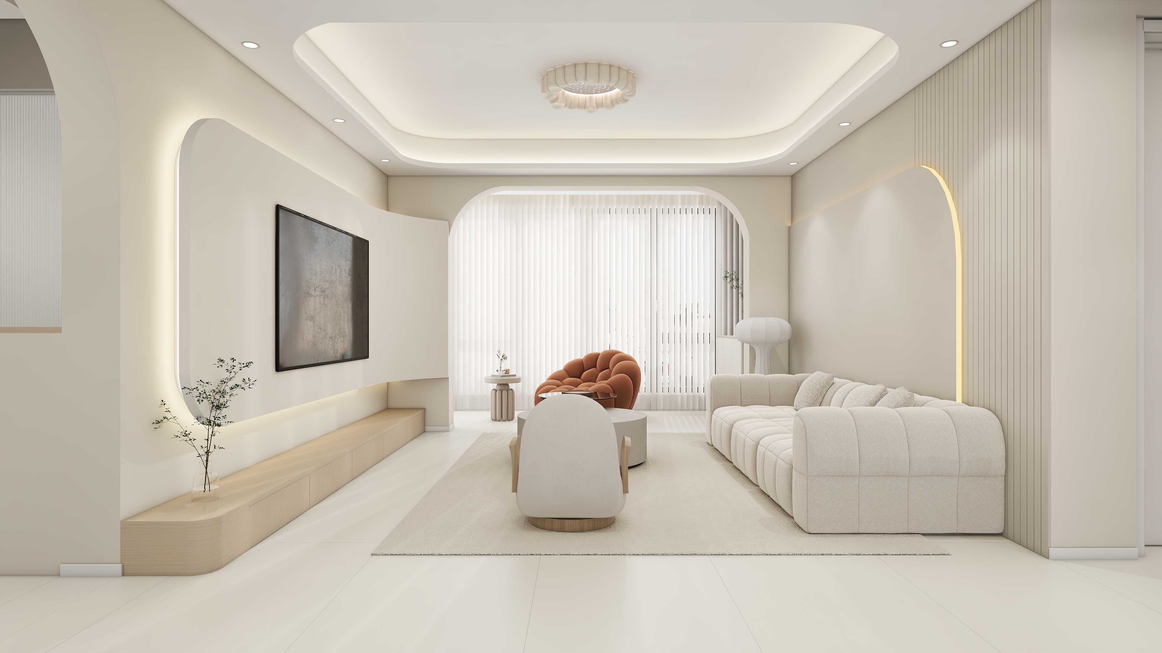 星空设计工作室design-奶油141㎡5室装修效果图