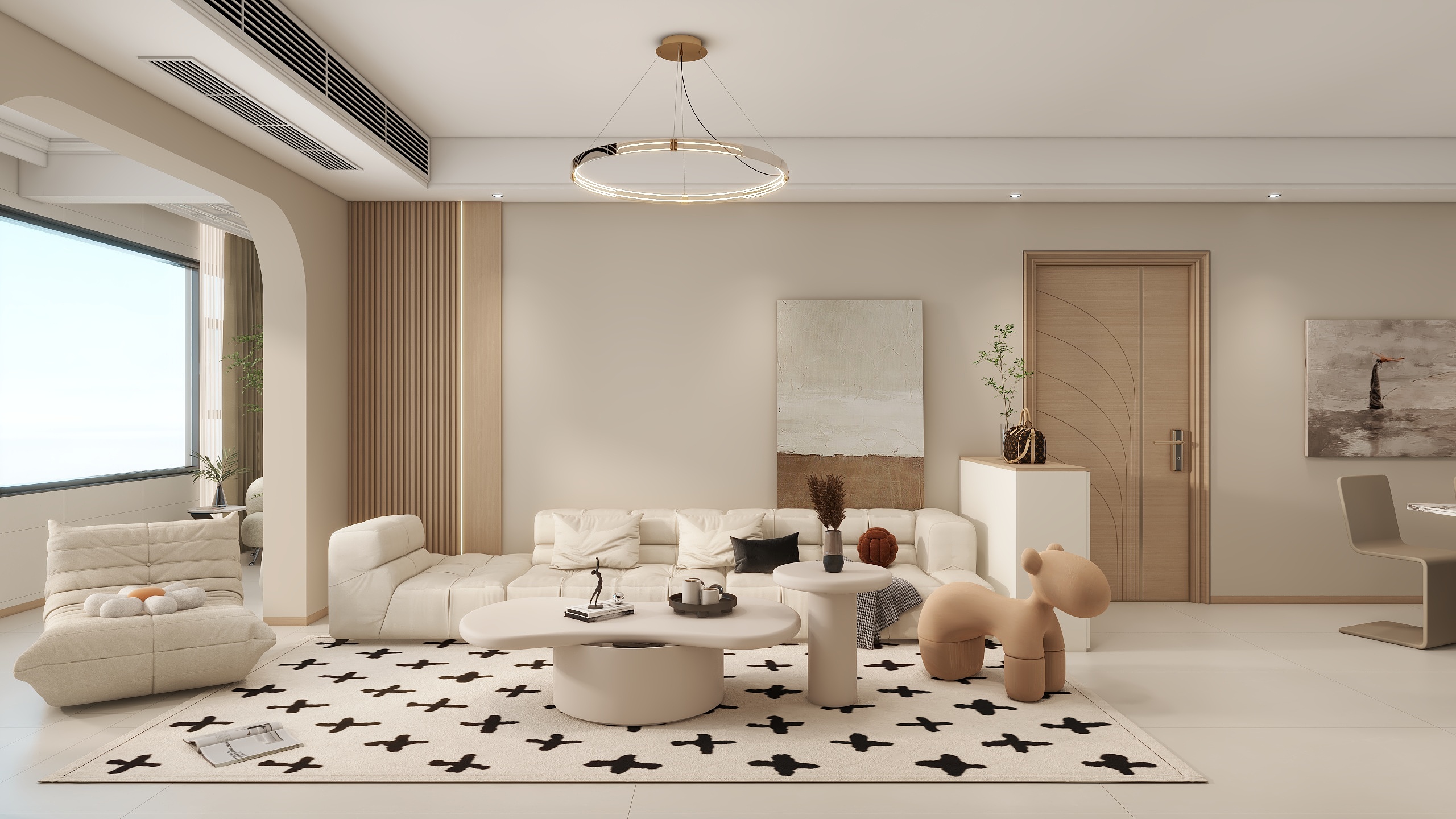 李青越-124方原木奶油风格四居室装修效果图