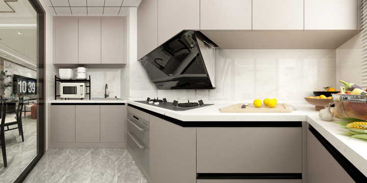 Modern Minimalist Kitchen with Gray & White