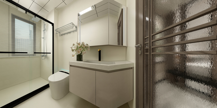 Modern Minimalist Bathroom with White Tone
