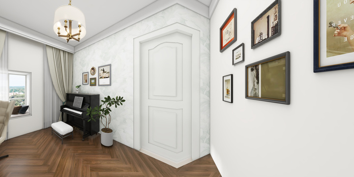 Minimalist Home Office with Family Touches