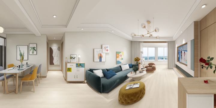 Modern Minimalist Living Room with Wood Tones