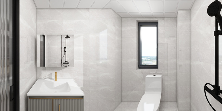 Modern Minimalist Bathroom with Black & White Accents