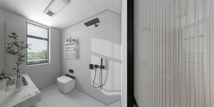 Modern Minimalist Bathroom with Gray Accents