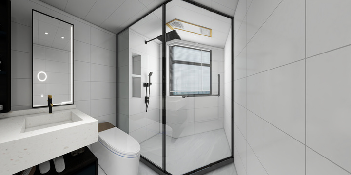 Modern Minimalist Bathroom with Black & White Tiles