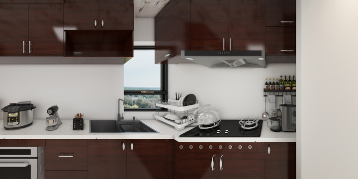 Modern Minimalist Kitchen with Wood Tones