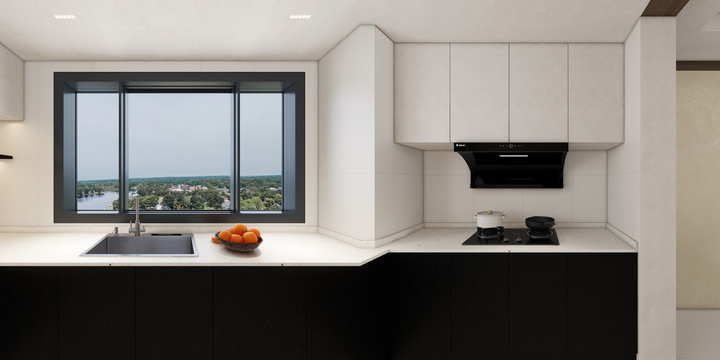 Modern Minimalist Kitchen with Black & White