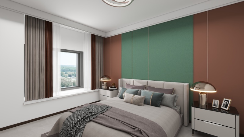 Modern Minimalist Grey Green Bedroom Design