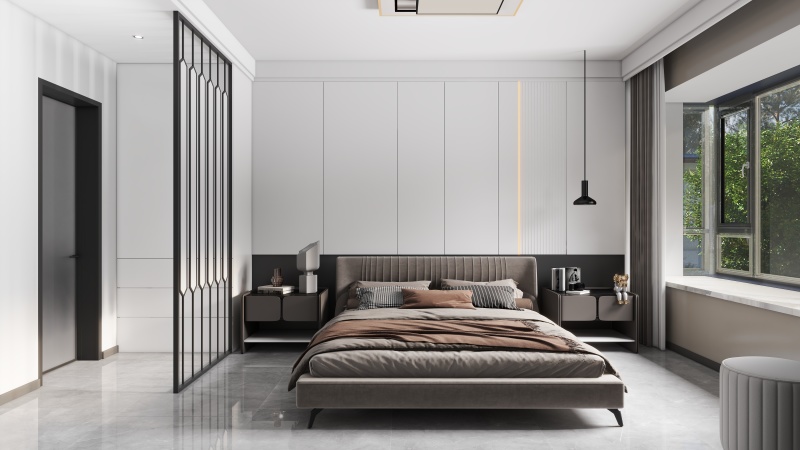 Modern Minimalist Bedroom with Gray Tone
