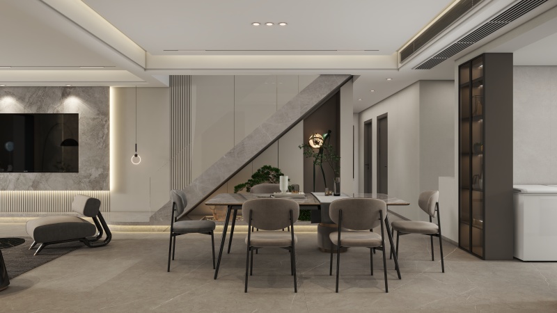 Minimalist Dining Room with Gray Elegance