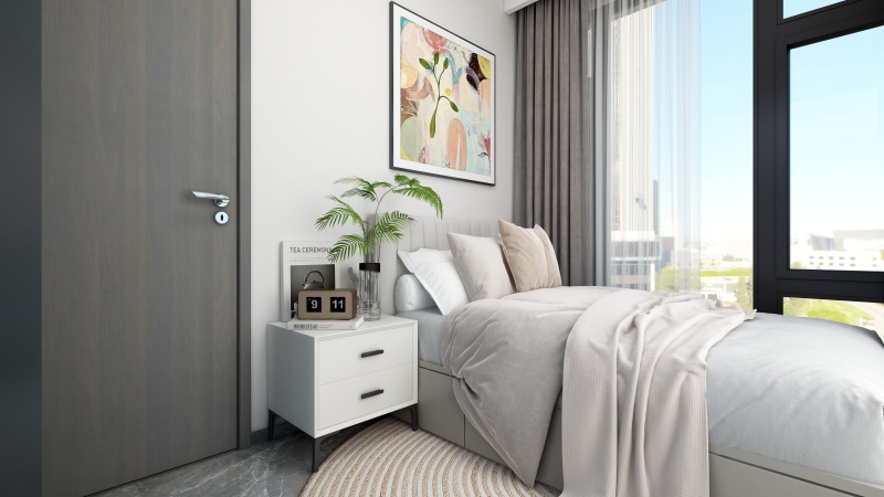 Minimalist Grey & White Bedroom Design