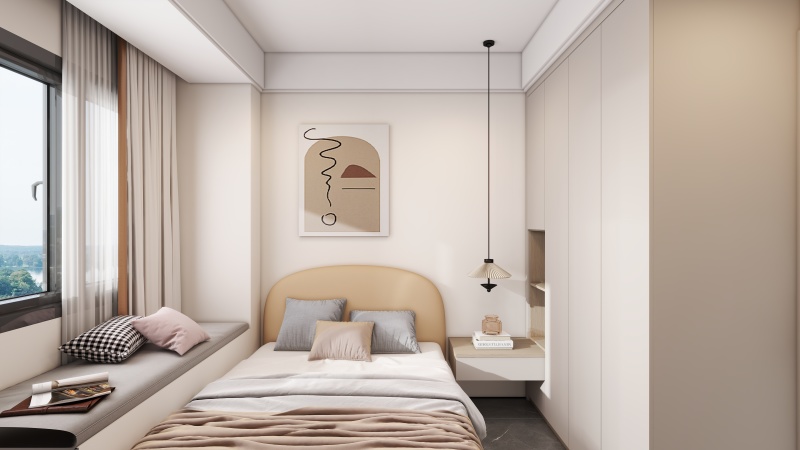 Minimalist Bedroom with Creamy Gray Tone
