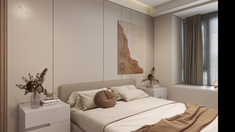 Minimalist Grey and Pink Girls Bedroom
