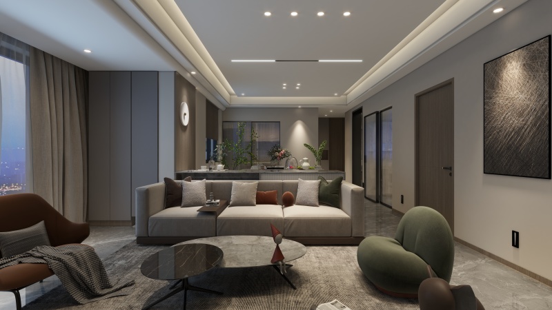 Modern Gray-Green Living Room with Elegance
