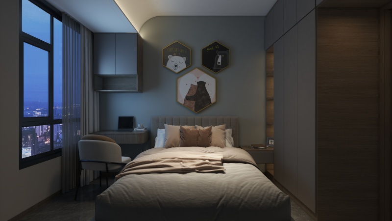 Modern Girls Bedroom with Gray and Pink Accents