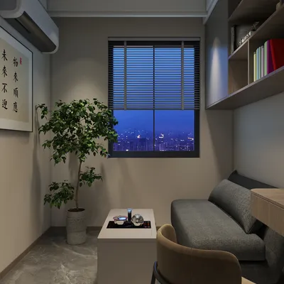 Modern Minimalist Home Office with Gray Tone