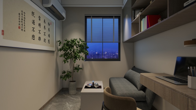 Modern Minimalist Home Office with Gray Tone