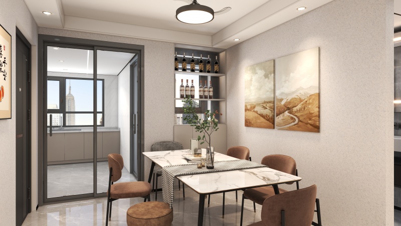 Modern Minimalist Dining Room with Natural Touches