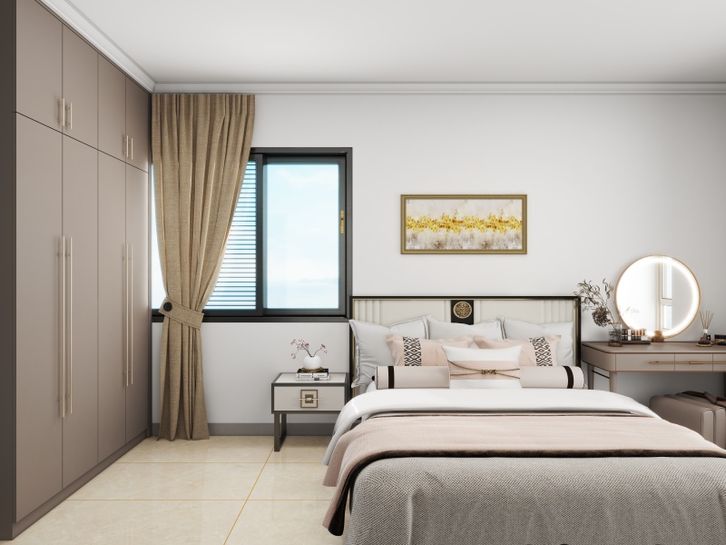 Modern Minimalist Bedroom with Grey Tone