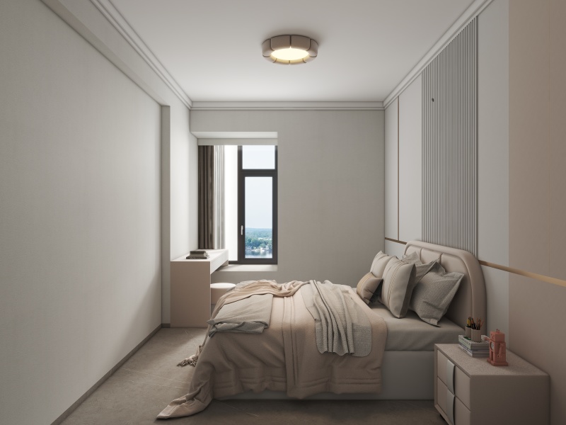 Minimalist Creamy White Grey Bedroom Design Ideas