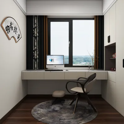 Minimalist Home Office with Chinese Touches